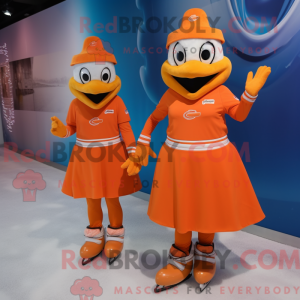 oransje par skøyter maskot...