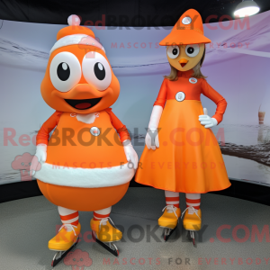 oransje par skøyter maskot...