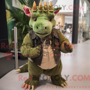 Oliven Triceratops maskot...