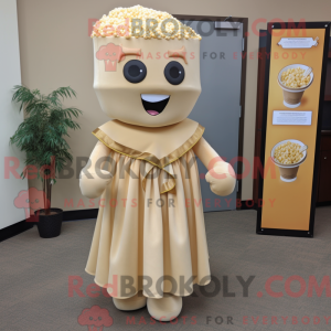 Tan Pop Corn mascot costume...