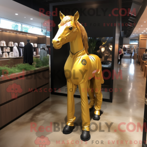 Gold Horse maskot kostume...