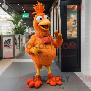 Oransje hane maskot kostyme...