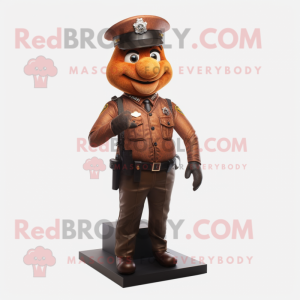 Rust Police Officer mascot costume character dressed with a Waistcoat and Earrings