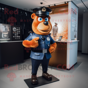 Rust Police Officer mascot costume character dressed with a Waistcoat and Earrings
