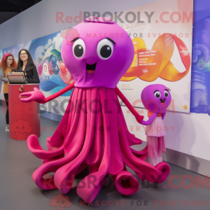 Magenta Squid Maskottchen...