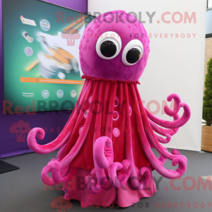 Magenta Squid Maskottchen...