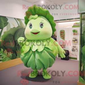 Green Cabbage Leaf maskot...