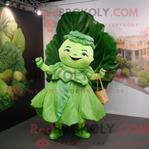 Green Cabbage Leaf maskot...
