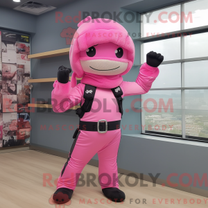 Roze Ninja-mascottekostuum...
