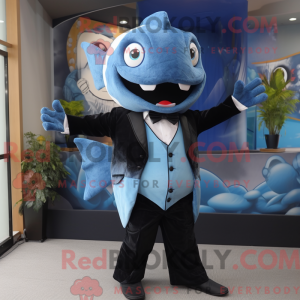 Himmelblå Piranha maskot...