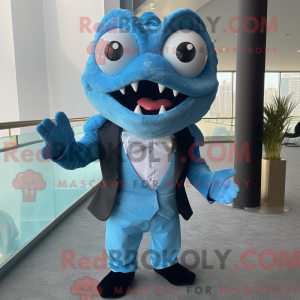 Himmelblå Piranha maskot...