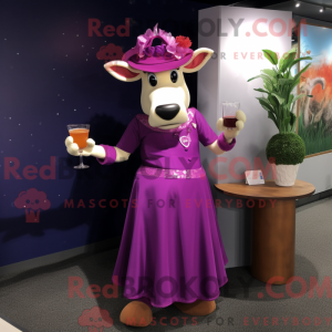 Magenta Jersey Cow maskot...