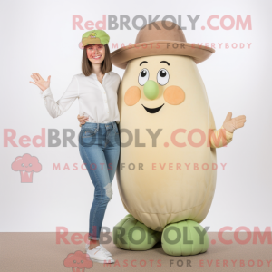 Beige melonmaskot drakt...
