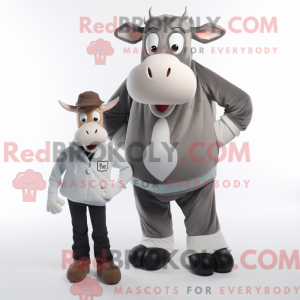 Grå Jersey Cow maskot...