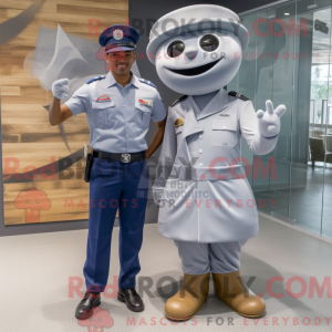 Gray Navy Soldier mascot...