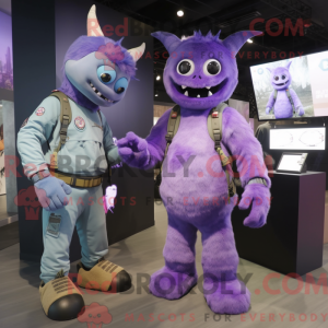 Lavendel Demon-maskot drakt...