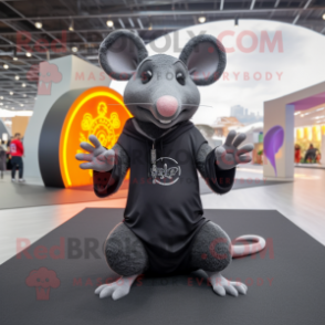 Black Rat mascot costume character dressed with a Yoga Pants and Cufflinks