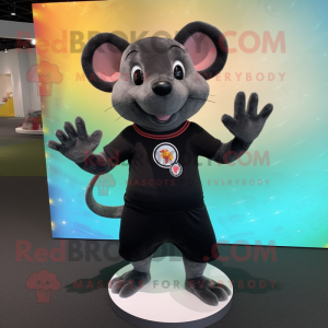 Black Rat mascot costume character dressed with a Yoga Pants and Cufflinks