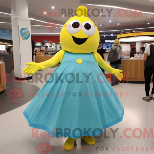 Cyan citron maskot kostume...