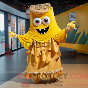 Gul Nachos maskotdraktfigur...