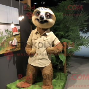 Tan Sloth mascottekostuum...