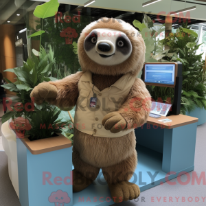 Tan Sloth maskot kostume...