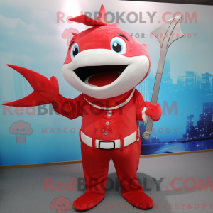 Rød sværdfisk maskot...