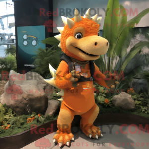 Oransje Stegosaurus maskot...