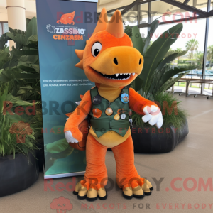 Orange Stegosaurus maskot...