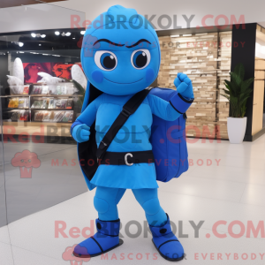 Blå Ninja maskot kostume...