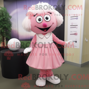 Rosa golfball maskot drakt...