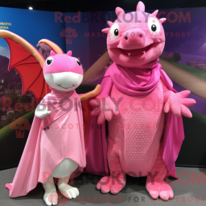 Pink Dragon maskot kostume...