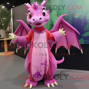 Pink Dragon maskot kostume...