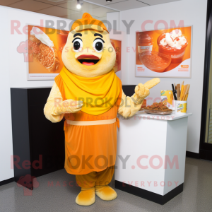 nan Butter Chicken mascot costume character dressed with a Sweater and Gloves