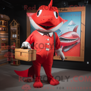 Rød sværdfisk maskot...