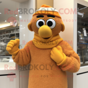 nan Butter Chicken mascot costume character dressed with a Sweater and Gloves