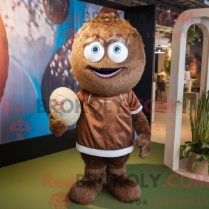 Brown Rugby Ball mascot...