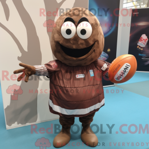 Brown Rugby Ball mascot...