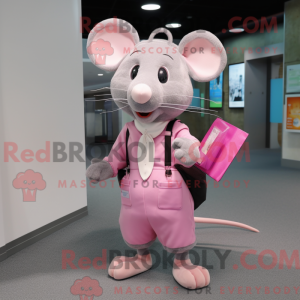 Pink rotte maskot kostume...