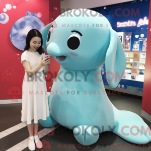 Cyan Beluga Whale maskot...