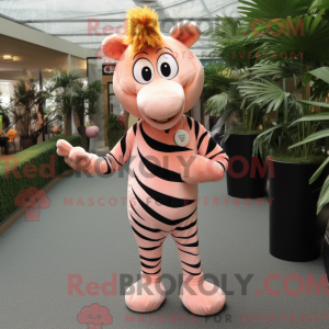 Peach Zebra maskot kostume...