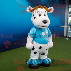 Cyan Hereford Cow maskot...