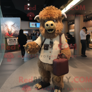 Tan Bison maskot kostume...