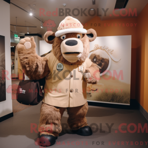 Tan Bison maskot kostume...