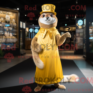 Gold Weasel maskot kostume...