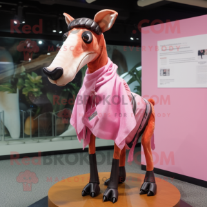 Rosa Okapi maskot kostym...