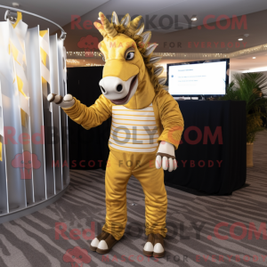 Gold Quagga maskot kostume...