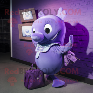 Purple Whale maskot kostume...