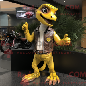 Gul Velociraptor maskot...