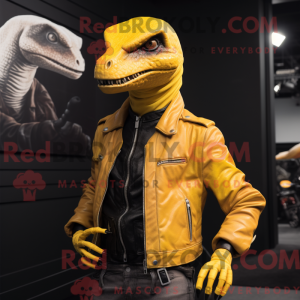 Yellow Velociraptor mascot...